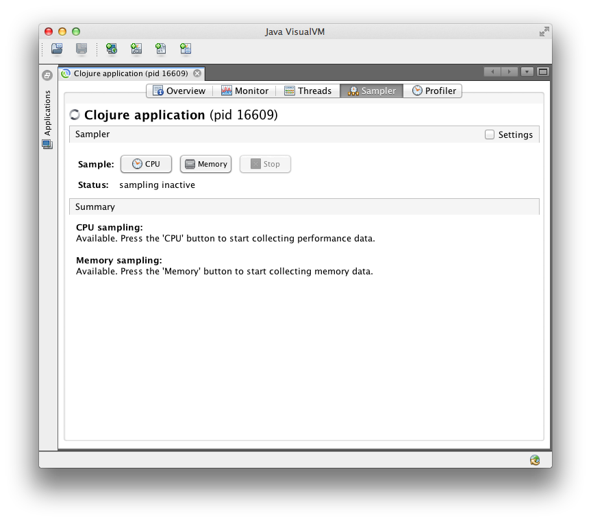 VisualVM after connecting to a JVM